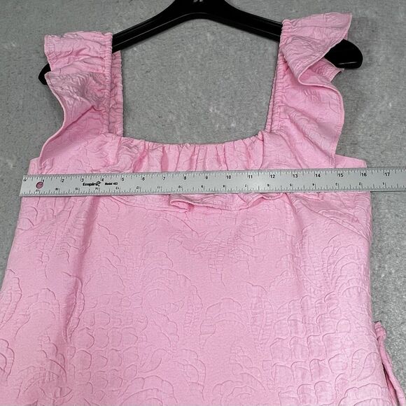 Lilly Pulitzer Zoya Ruffled Romper Womens Size 4 Pink Ruffle Sleeveless - Picture 6 of 15